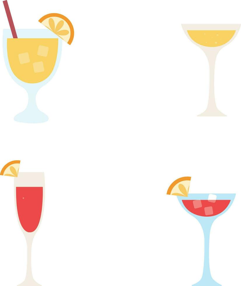 Fresh Drink. Beverages. Soda, juice, water, milk etc. Can, bottle, cup, glass. Isolated icons, objects on a transparent background. Vector Illustration