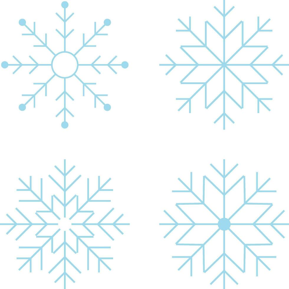 Snowflake illustration collection isolated. Vector  decoration elements.