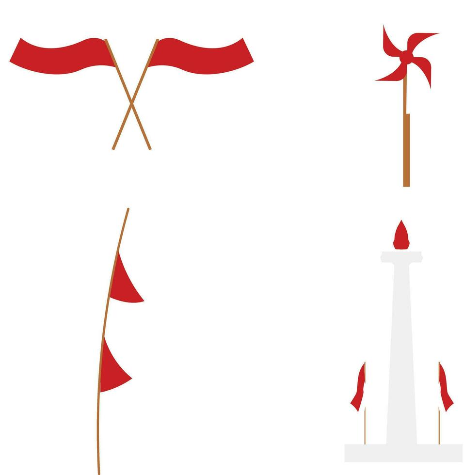 Indonesian Independence Decoration set. For design decoration and illustration.Vector Pro vector