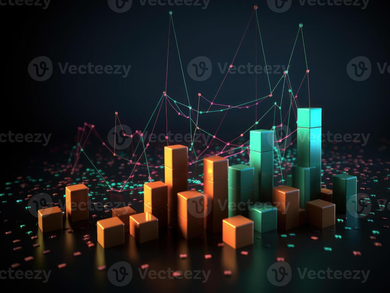 Analysing economic growth graph financial data Created with technology photo