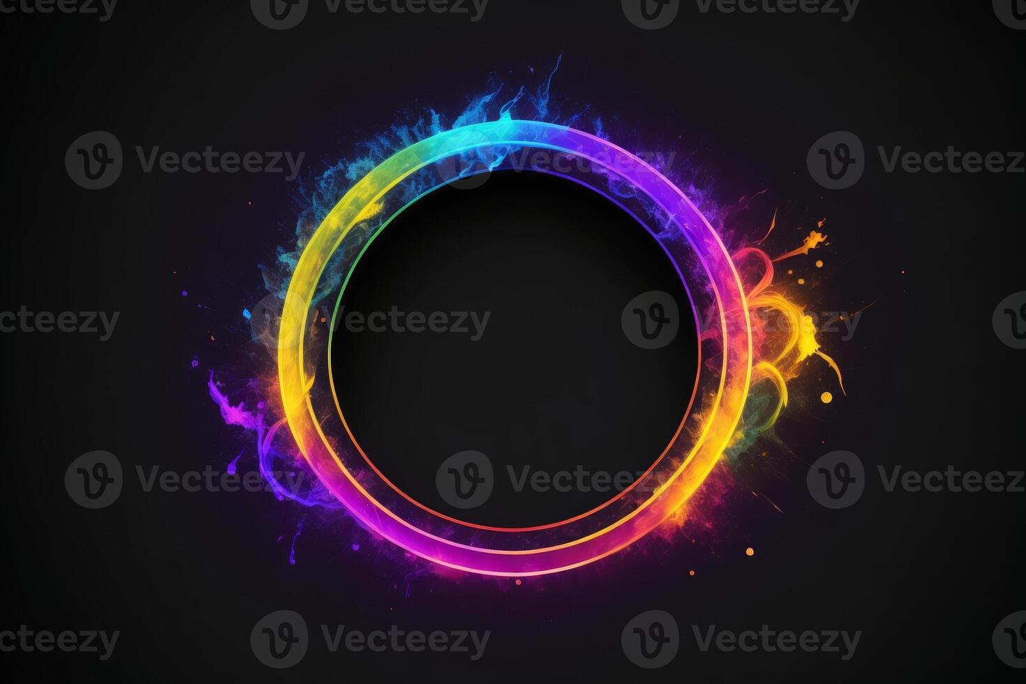 Abstract colorful frame on black background. photo
