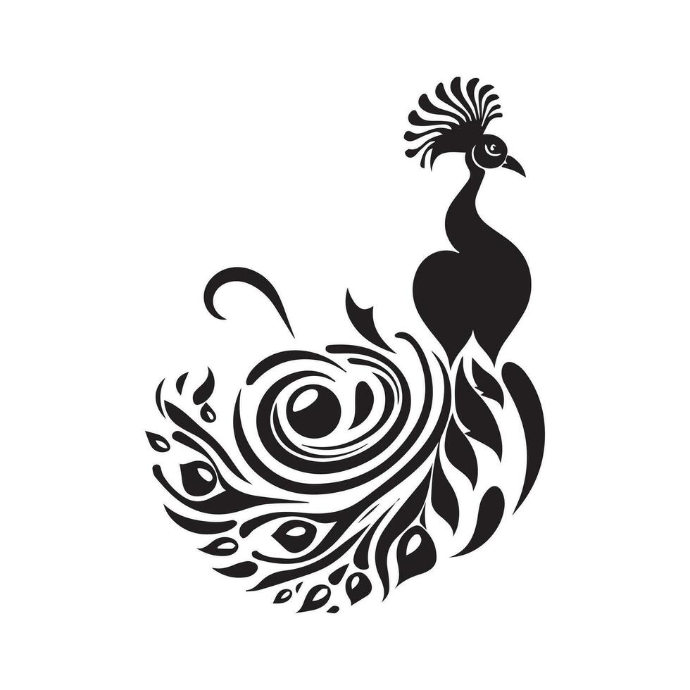 Peacock silhouette character with vector illustration