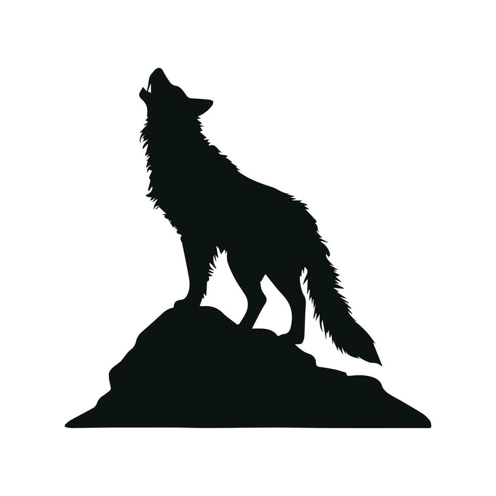 Wolf black silhouette with vector illustration