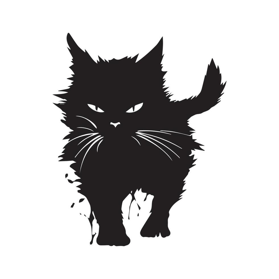 enojado gato silueta con vector ilustración