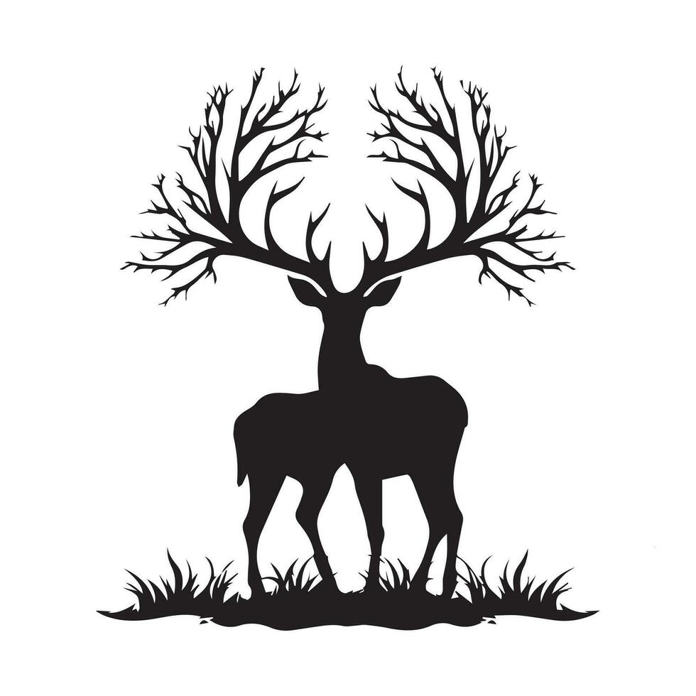 Deer black silhouette vector character vector illustration