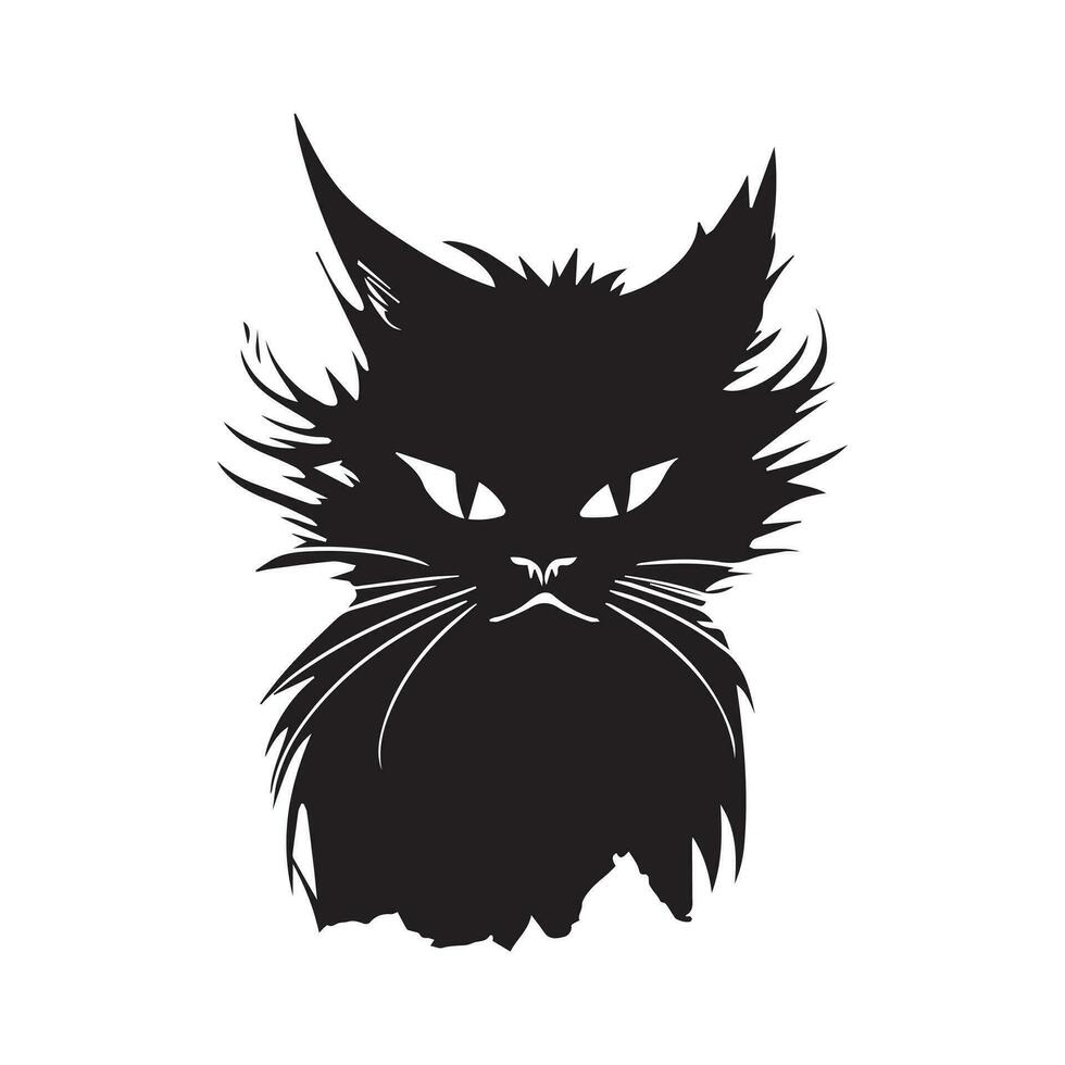 Angry cat silhouette with vector illustration