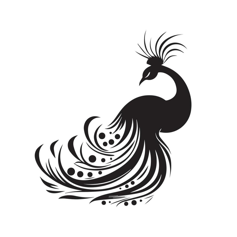 Peacock silhouette character with vector illustration