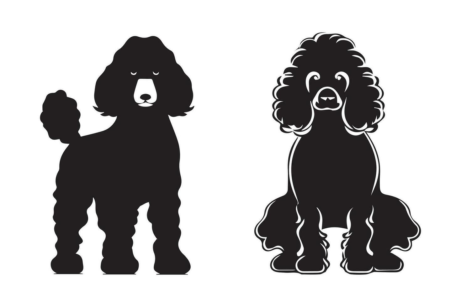 Poodle silhouette characters with vector illustration