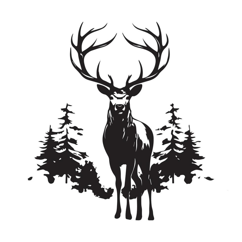 ciervo negro silueta vector personaje vector ilustración