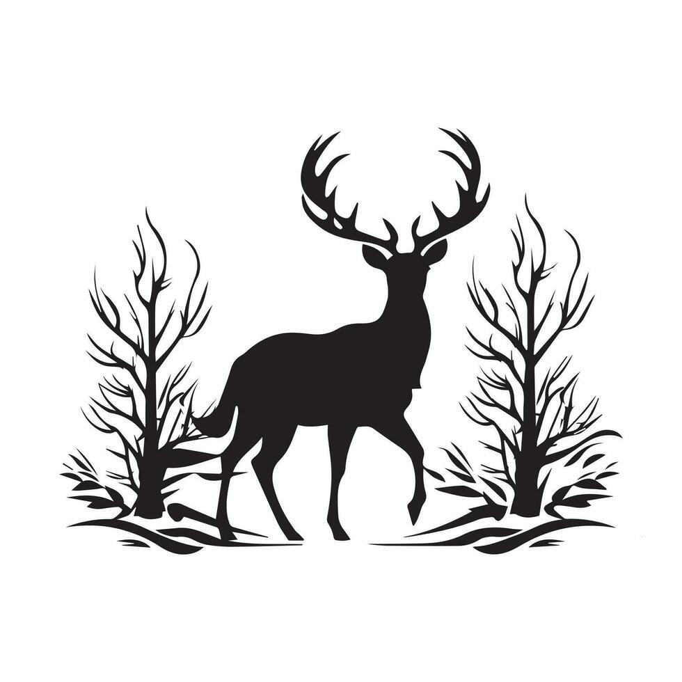 Deer black silhouette vector character vector illustration