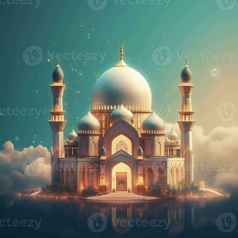 Ramadan Kareem background with mosque photo