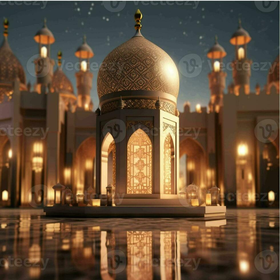 Ramadan Kareem background with mosque photo