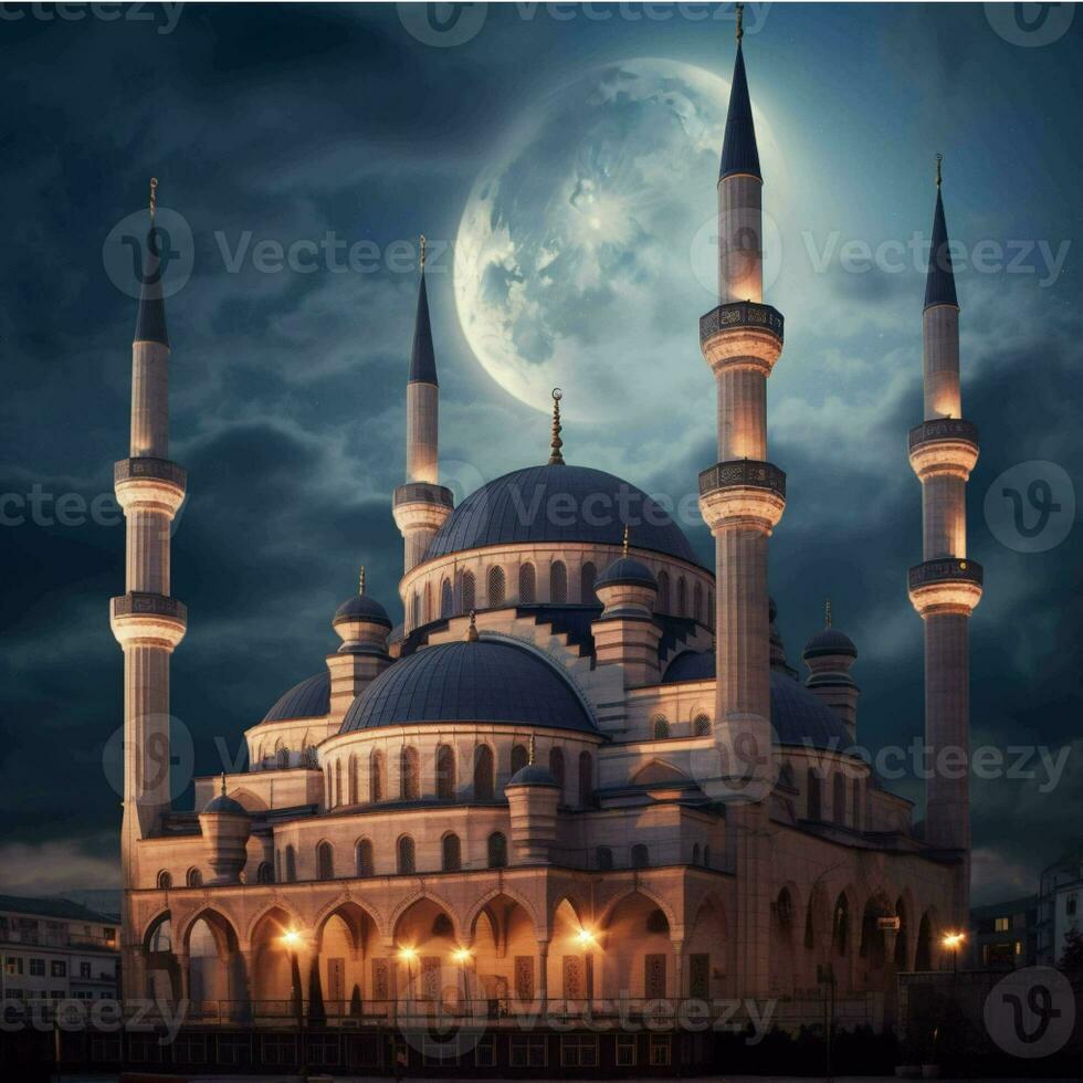 Ramadan Kareem background with mosque photo