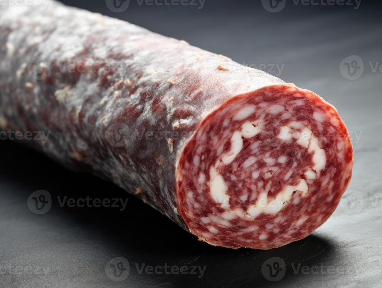 Tiendas Delicatessen salami salchicha con blanco molde foué creado con generativo ai tecnología foto