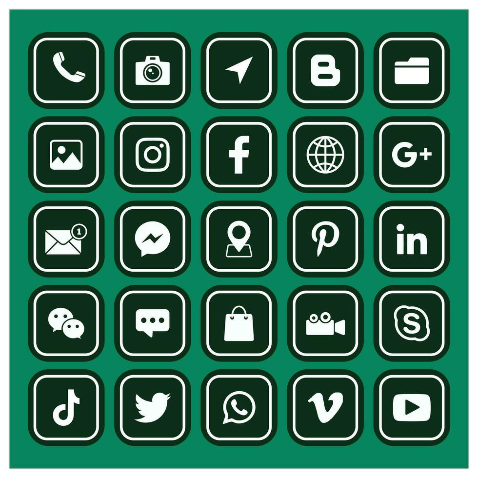 Set of Media Social. Media social icons. Social media icon collection. Media social vector design illustration, Media social simple sign. application.