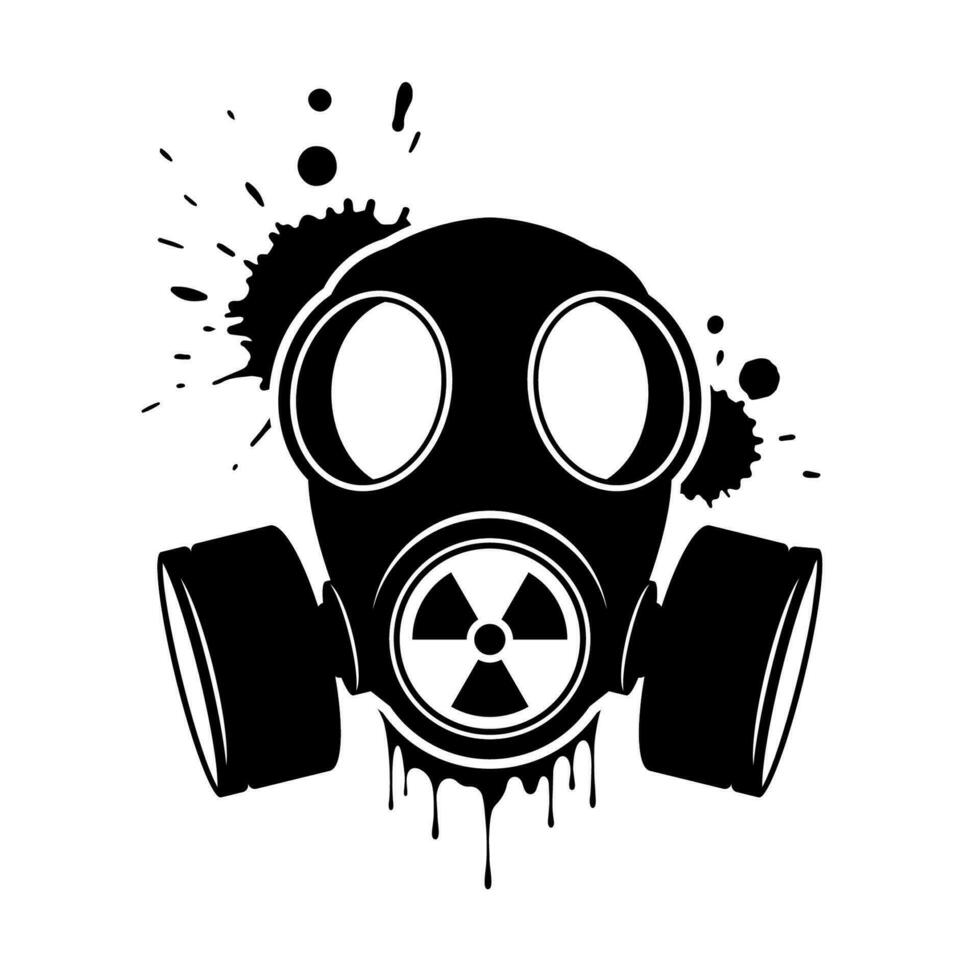 Gas mask with radiation sign. Respirator, vector icon isolated on white