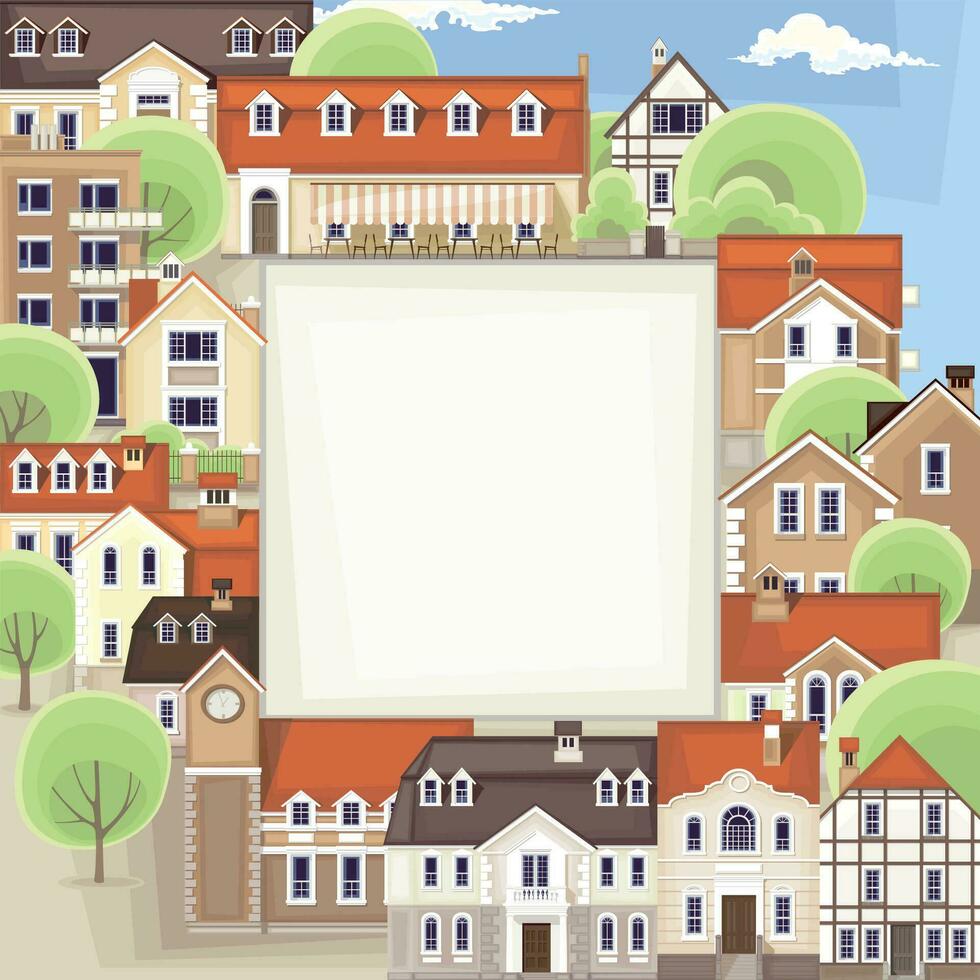 Background with hose.Old town. vector