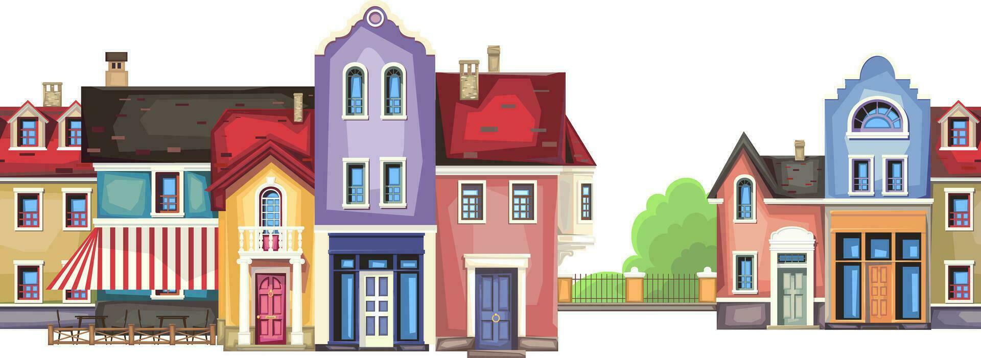 Old style building.Small town street. vector