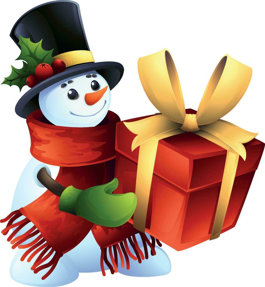 Snowman with red box vector