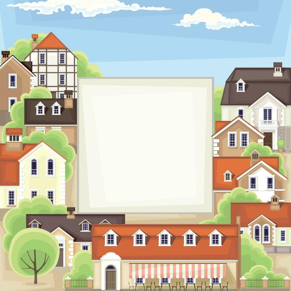 Background with hose.Old town. vector