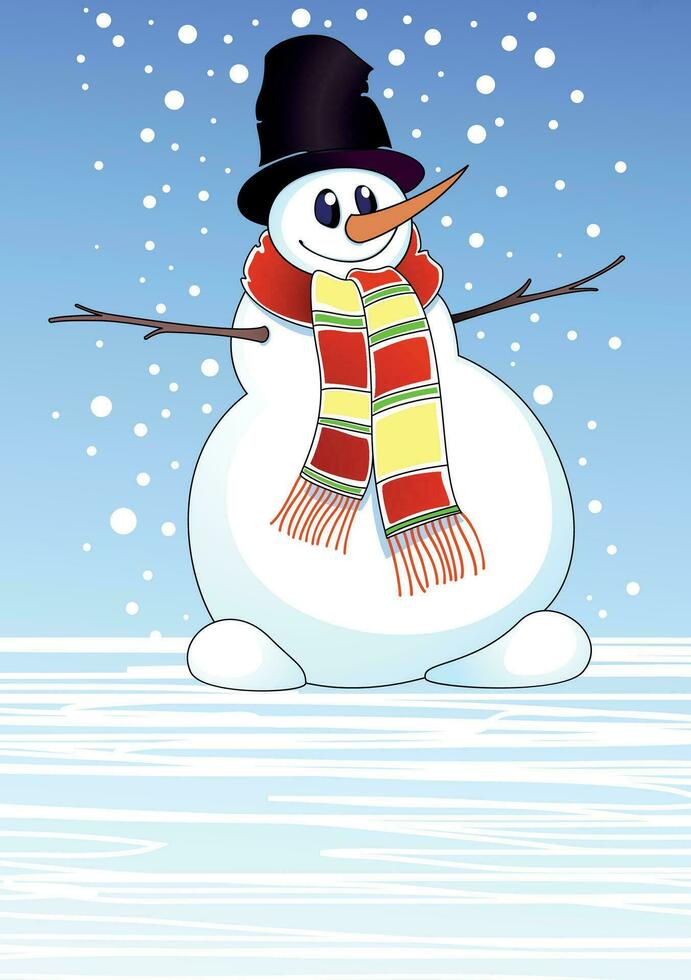 Smiling snowman.New year eve. vector