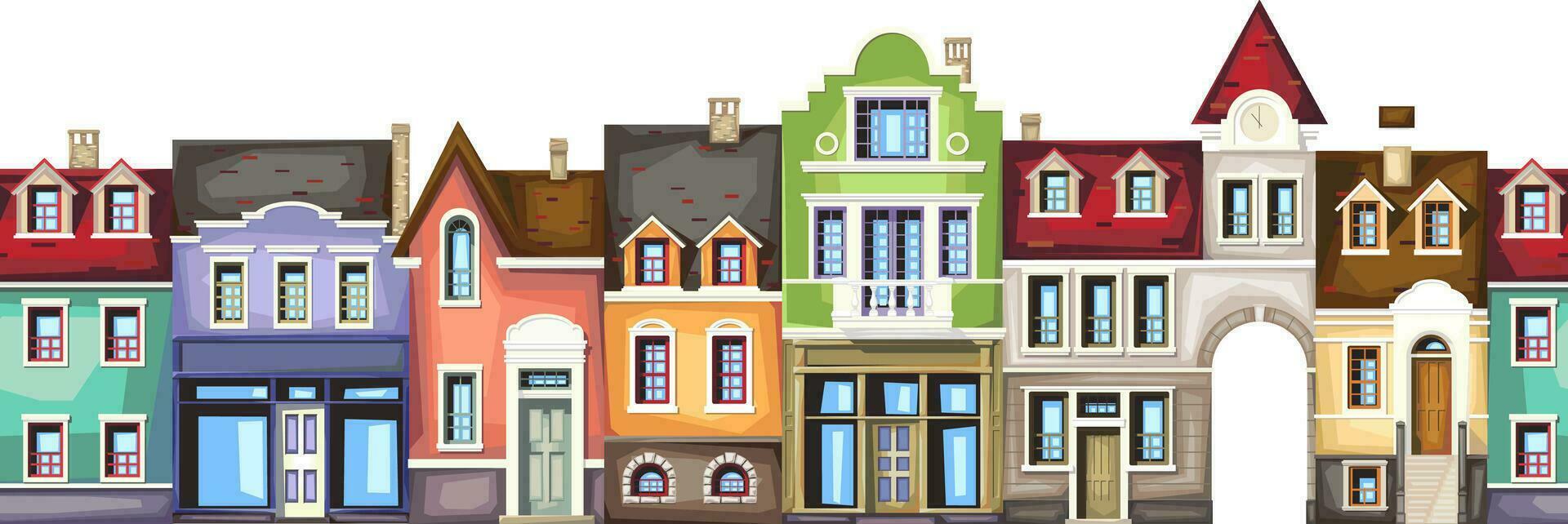 Old style building.Small town street. vector