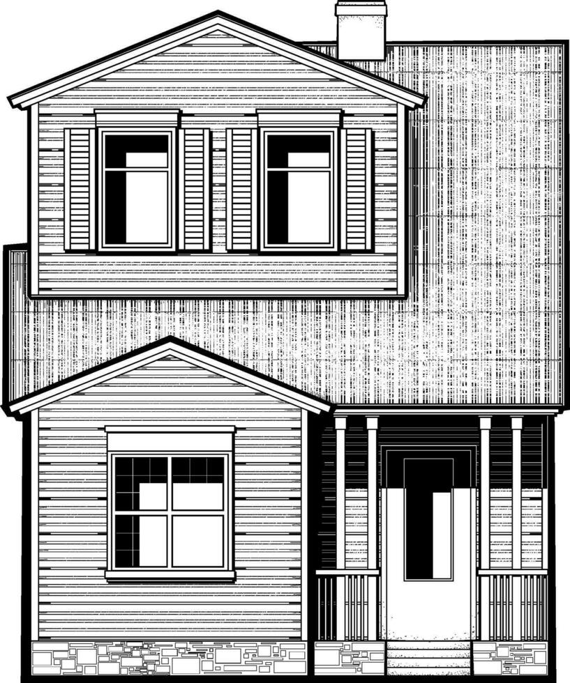 Single family house.Hand drawn cartoon vector. Simple suburban house. vector