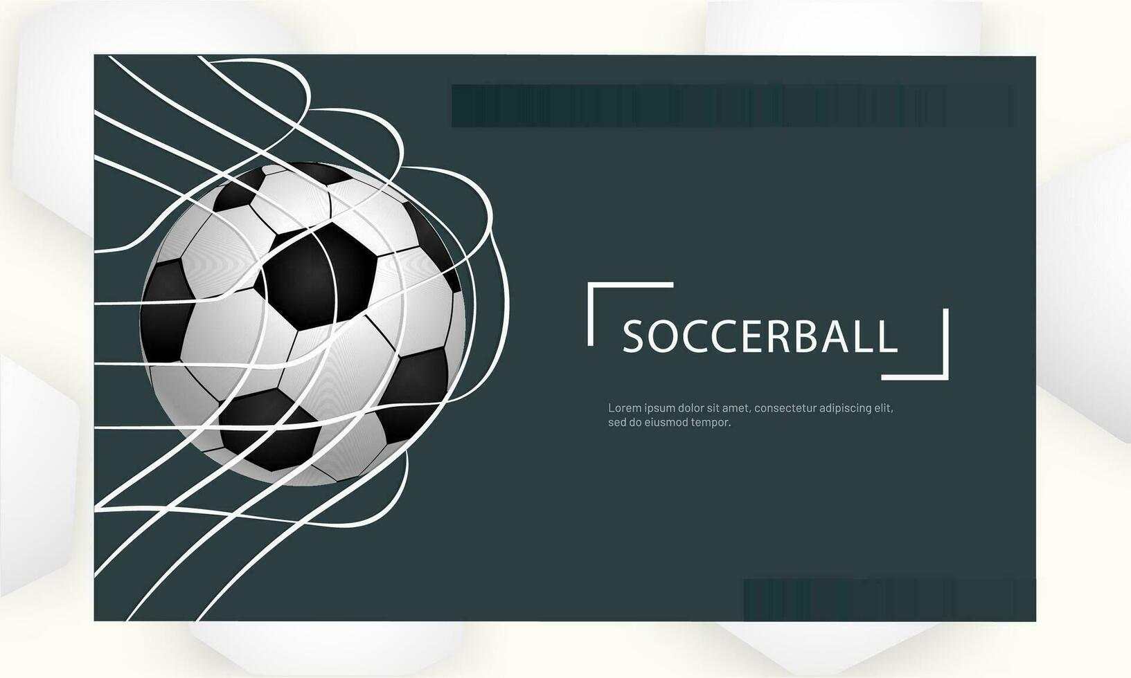 Soccer Tournament Landing Page or Website Banner Design with Highlight Football Goal in Net. vector