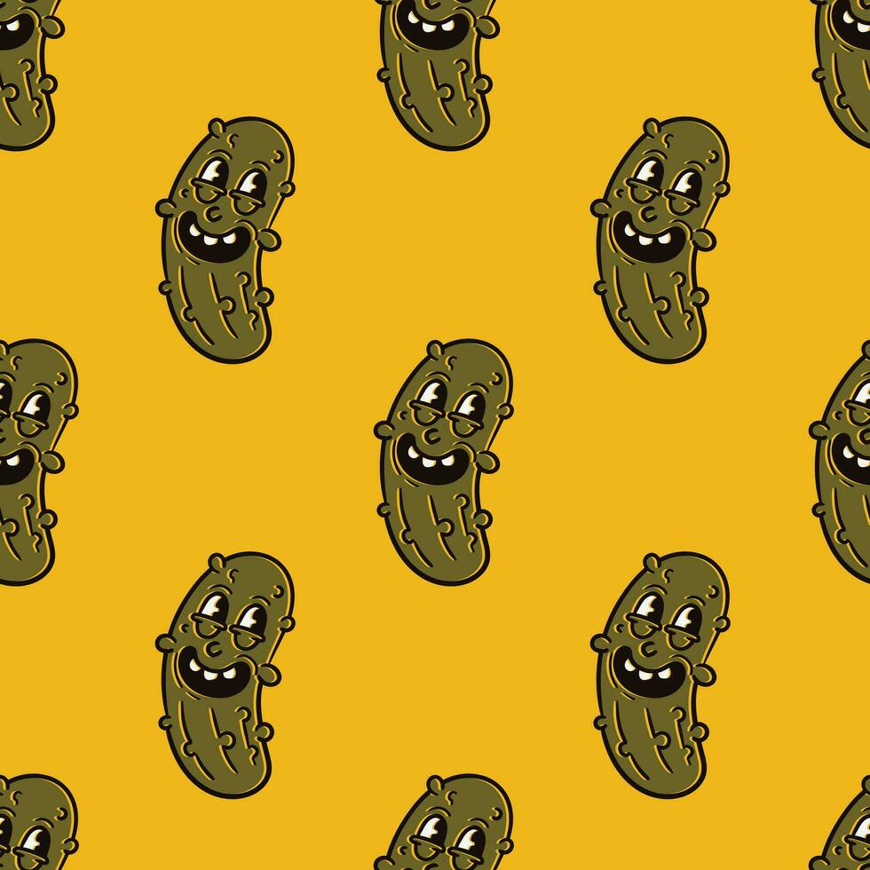 cute pickle character seamless pattern vector