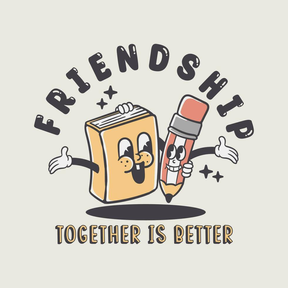 book and pencils are friendship together vector