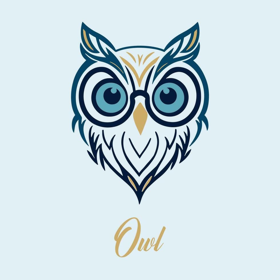 Cute Geeky Owl Minimal Logo vector