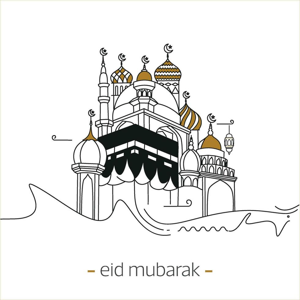 eid Mubarak mínimo póster diseño vector