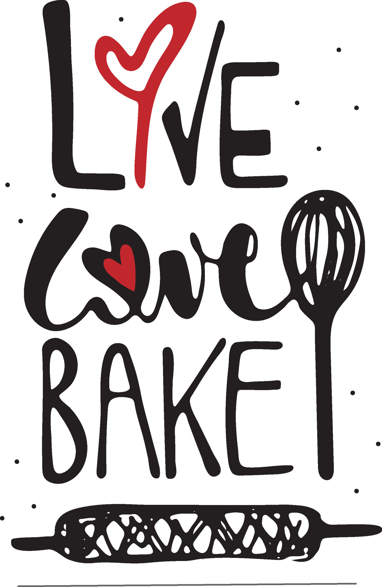 Live love bake lettering style, vector illustration. Baking lover