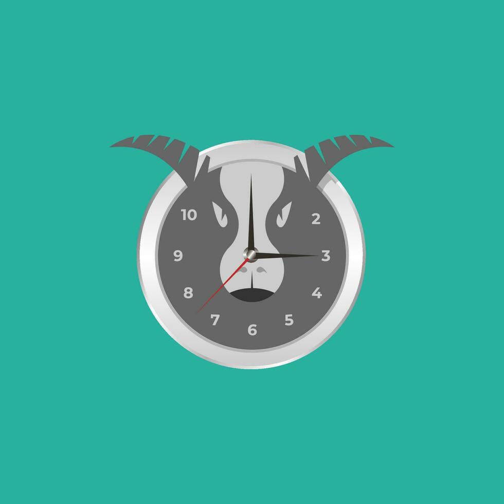 Goat clock Logo. This logo is perfect for watch companies, jewelry, technology, farms, or similar companies vector
