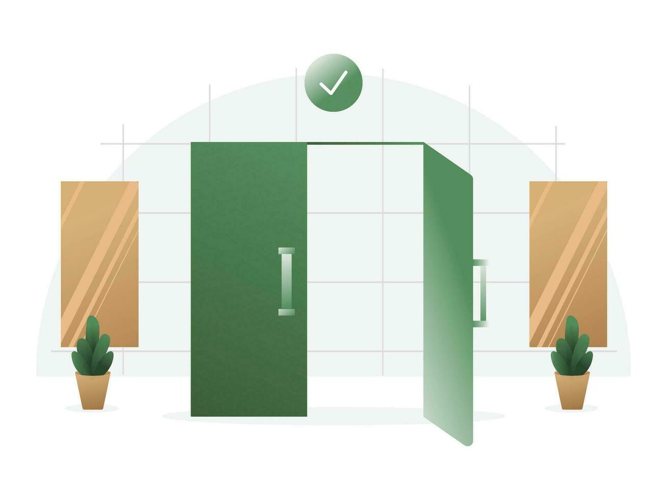 Success login furniture flat illustration suitable for mobile asset app and website design vector