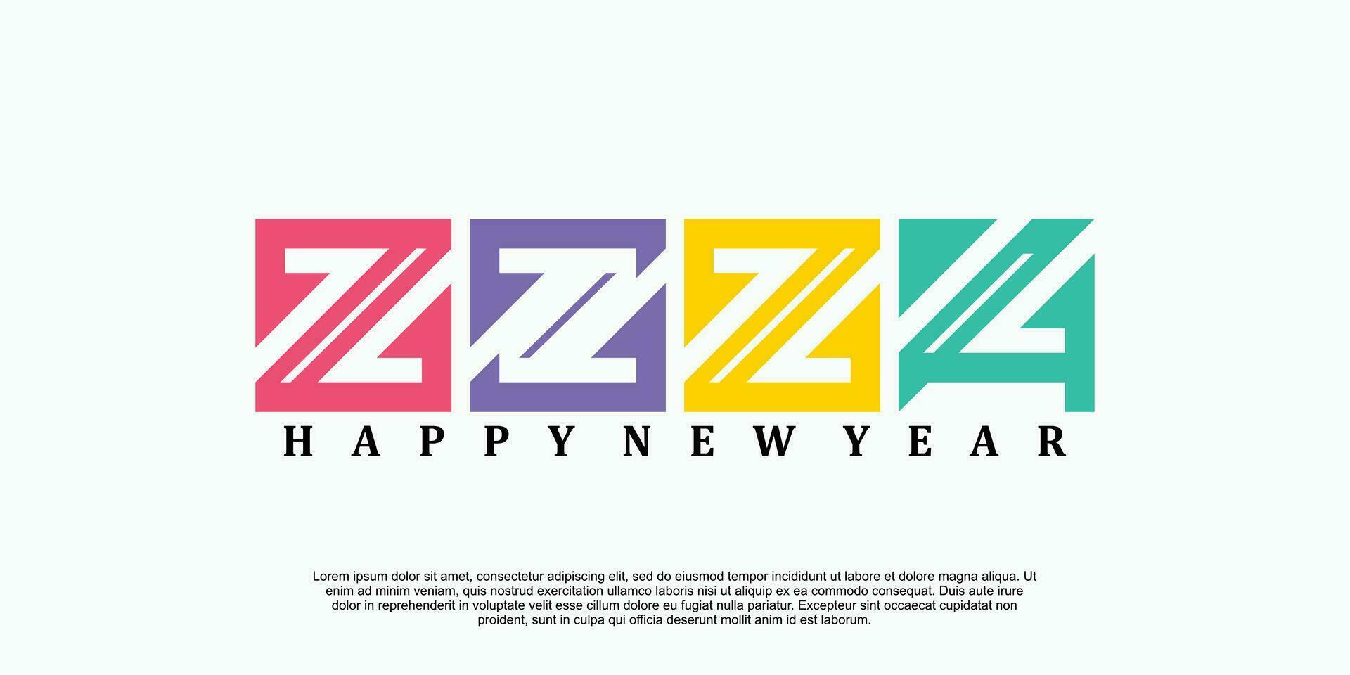 2024 happy new year logo design vector