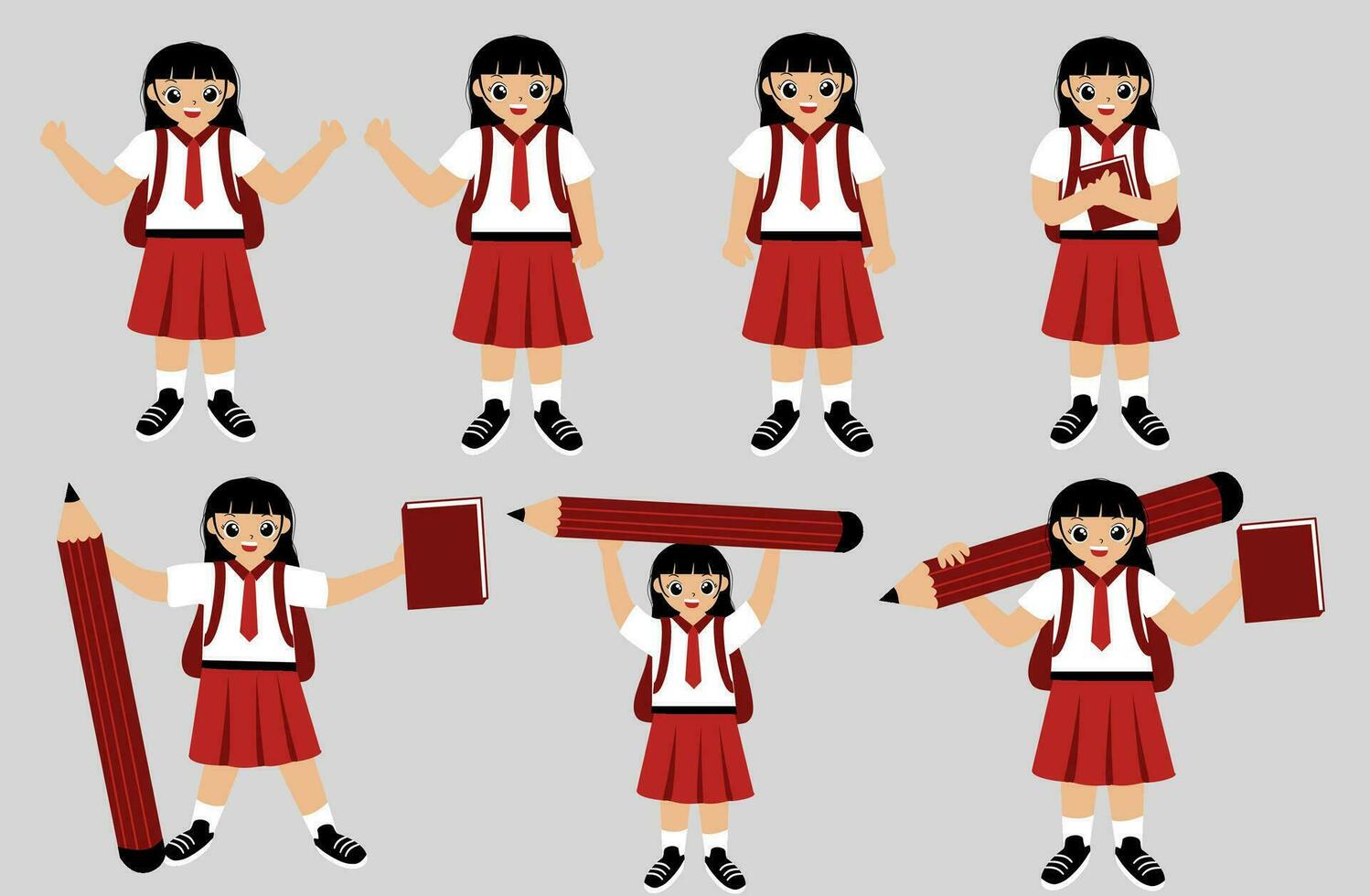 Indonesian elementary Student vector collection