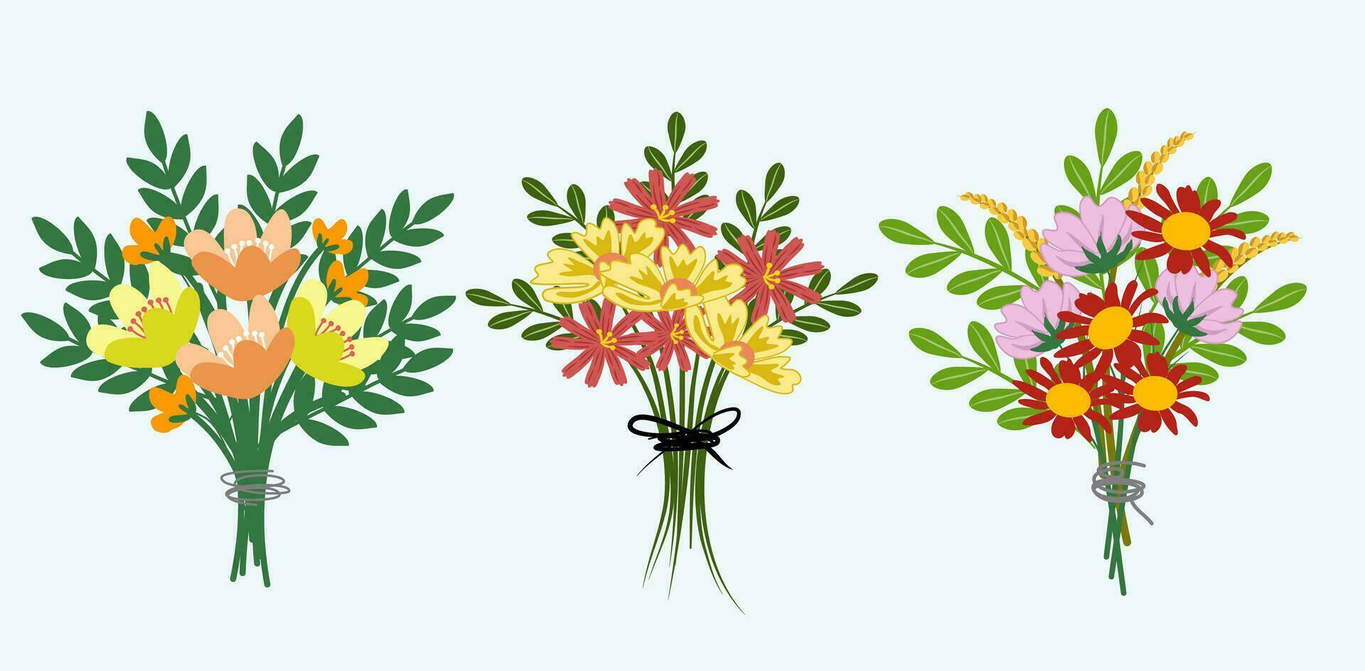 Set of flower bouquet vector