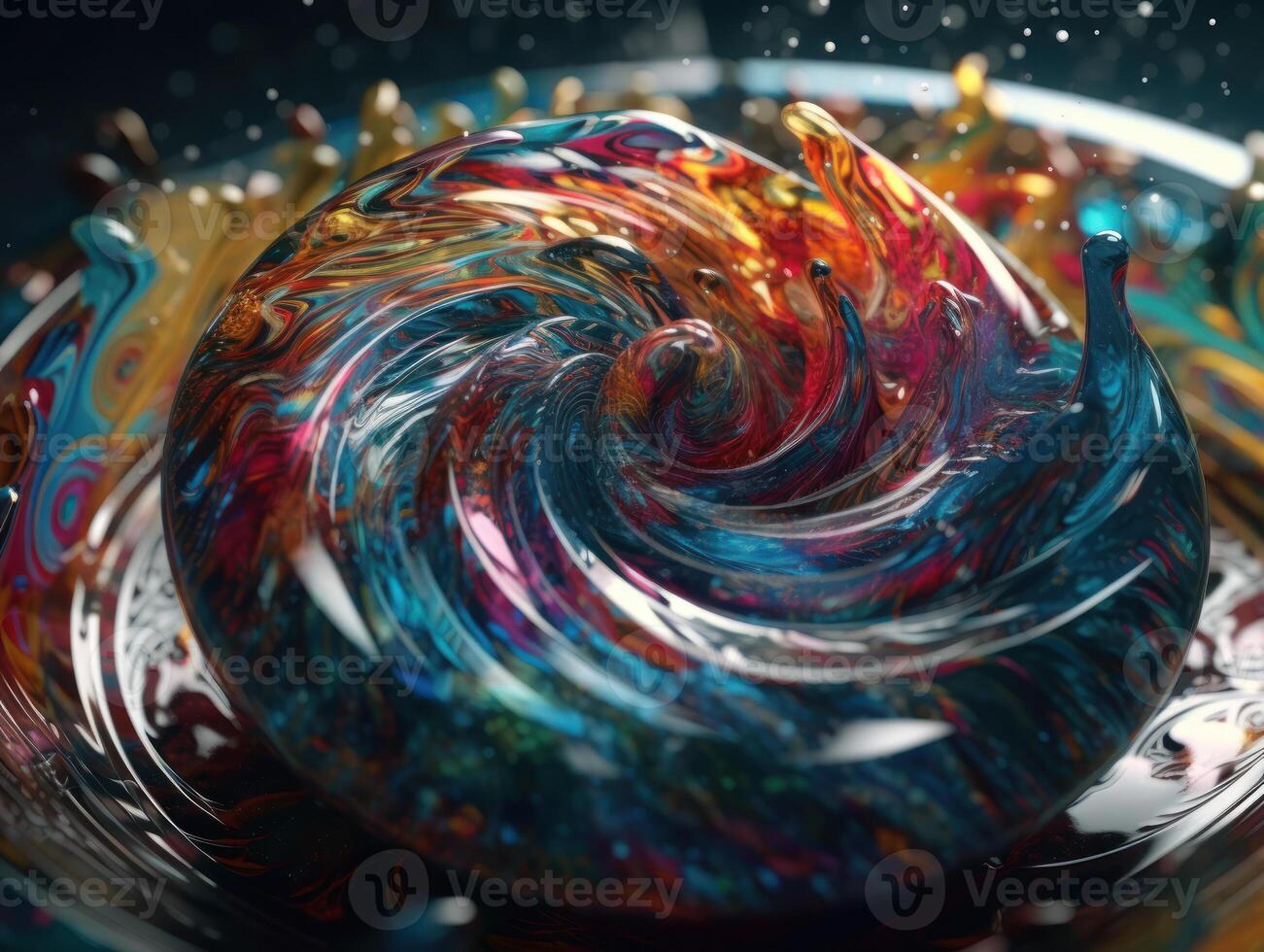 Colorful Swirling radial vortex background liquid translucent glass created with technology photo