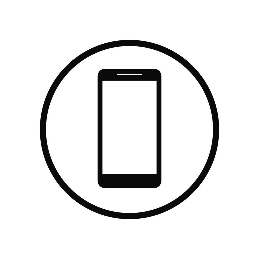 Mobile Phone Flat Circular Icon Isolated Vector Illustration