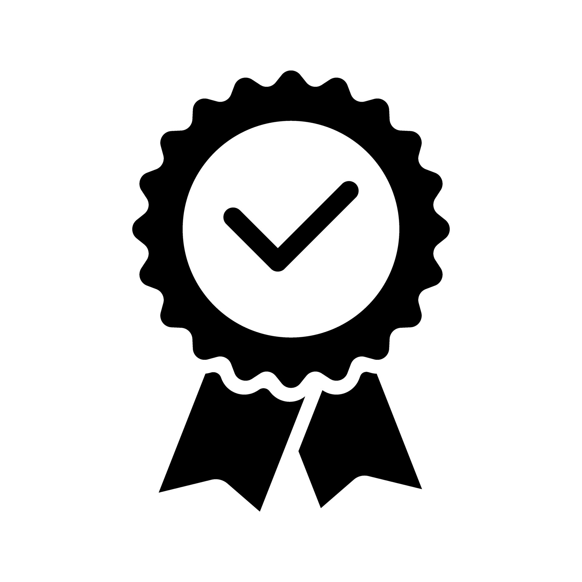 Quality Check Medal Badge Silhouette Icon Isolated Vector Illustration Quality Check Medal Badge Silhouette Icon Isolated Vector Illustration