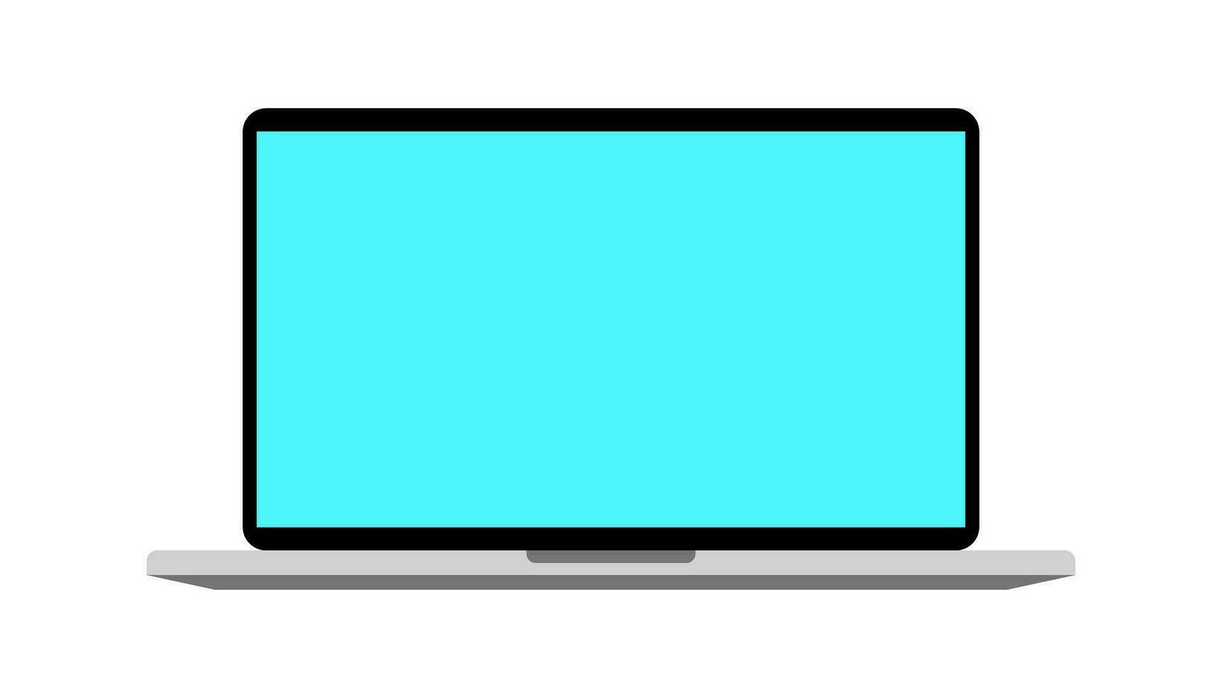 Flat Laptop Device Blue Screen Vector Illustration