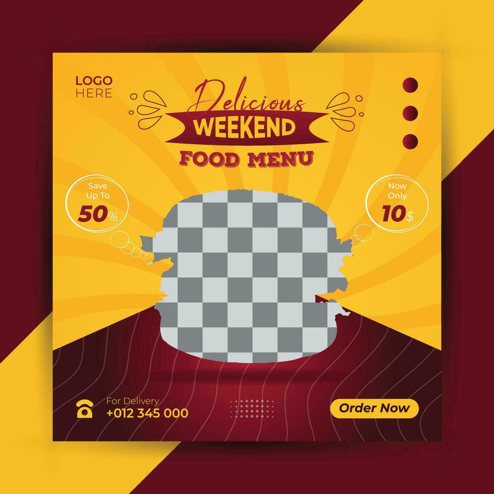 Burger fast food restaurant social media poster design template web banner. vector