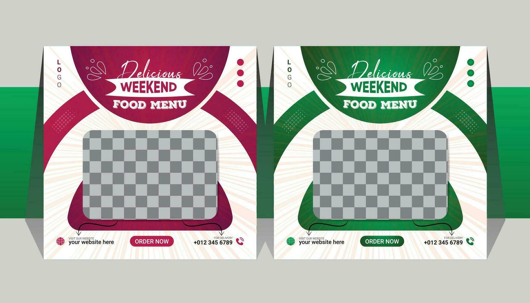 Food social media post banner design template. web food menu poster. vector