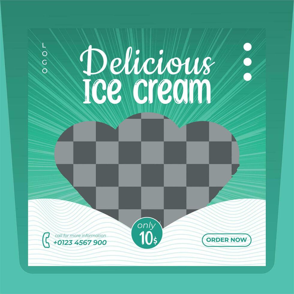 Ice craem poster design template for restaurant marketing. Ice cream web banner design. vector