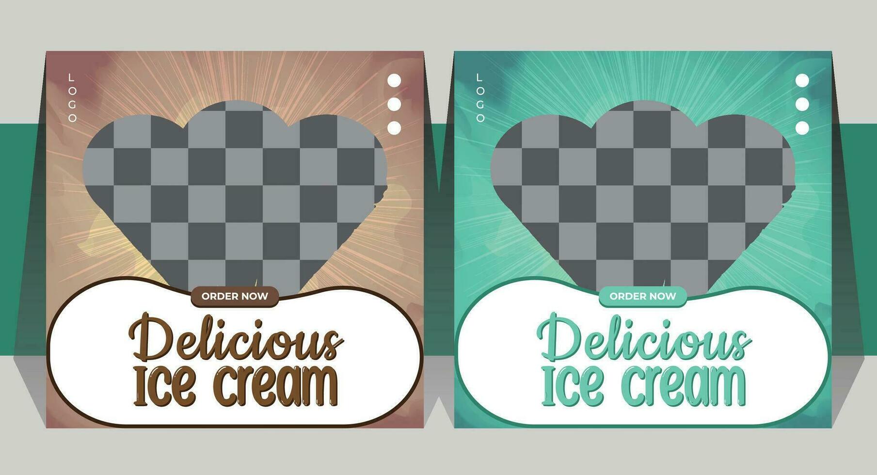 Ice cream social media post design template. web promotional banner poster design. vector