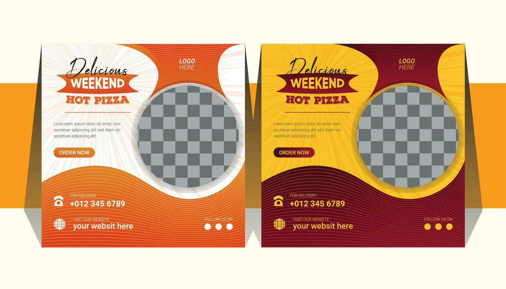 Restaurant pizza food poster design template for social media post. vector