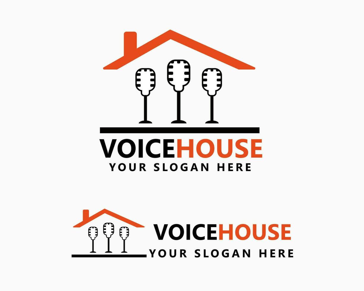 voice house logo design template. podcast studio logo vector