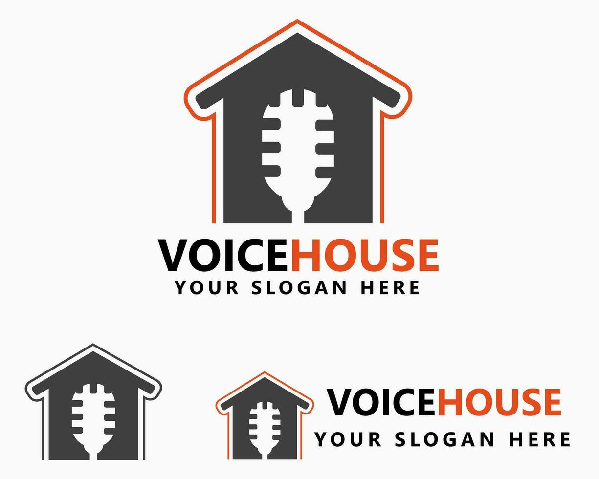 voice house logo design template. podcast studio logo vector