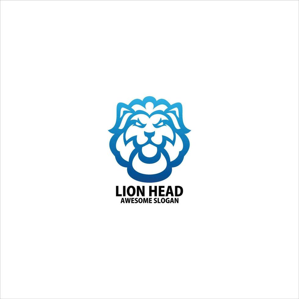 lion head logo design gradient line art vector